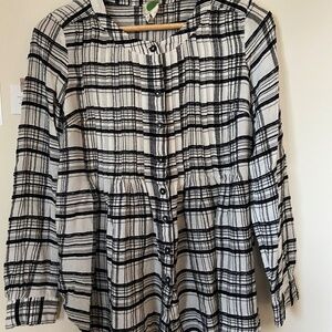 Anthropologie Belted Plaid Tunic Top